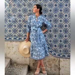 Blue Floral Midi Dress